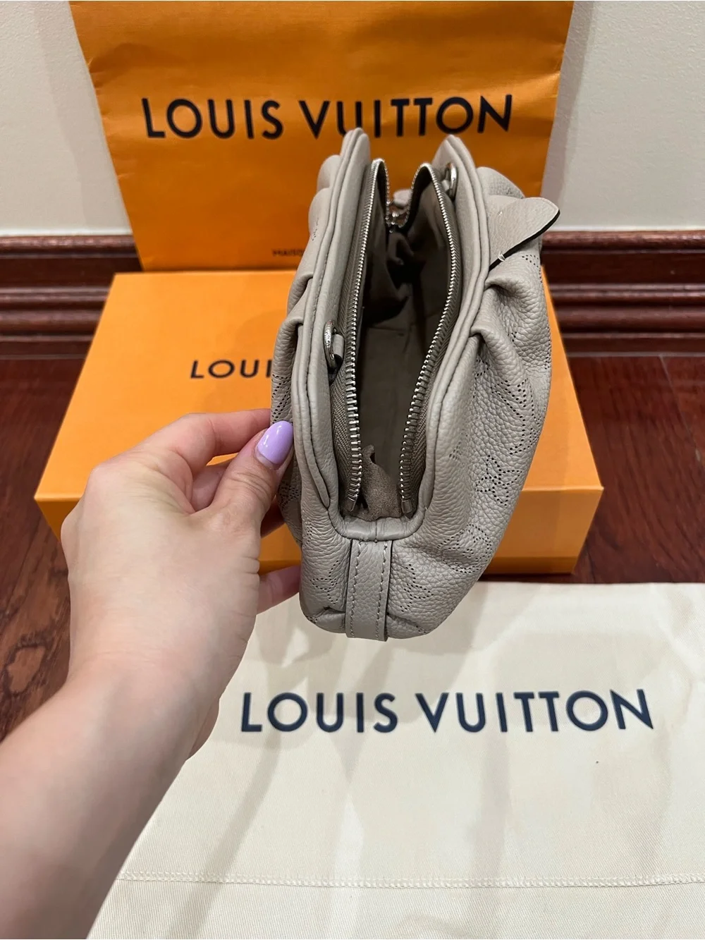 New Louis Vuitton Mahina Scala Mini Pouch Galet